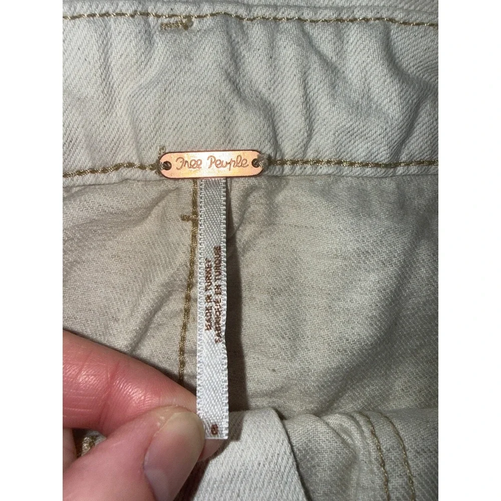Free People‎ Paperbag Waist Tie Belt tan Mini Skirt Beige Size 8 summer vacation
